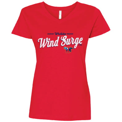 Wichita Wind Surge Women's Red Actually V-Neck Tee